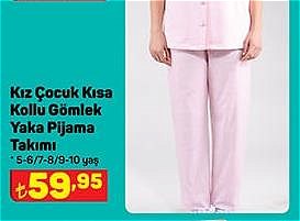 Kız Çocuk Kısa Kollu Gömlek Yaka Pijama Takımı image