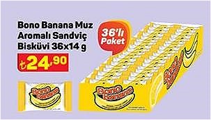 Bono Banana Muz Aromalı Sandviç Bisküvi 36x14 g image