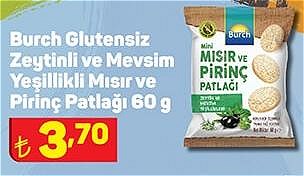 Burch Glutensiz Zeytinli ve Mevsim Yeşillikli Mısır ve Pirinç Patlağı 60 g image