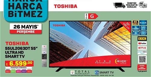 Toshiba 55UL2063DT 55 inç Ultra HD Smart Tv image