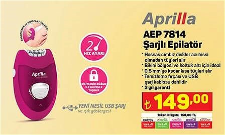 Aprilla AEP 7814 Şarjlı Epilatör image