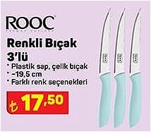 Rooc Renkli Bıçak 3'lü 19,5 cm image