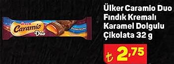 Ülker Caramio Duo Fındık Kremalı Karamel Dolgulu Çikolata 32 g image