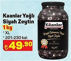 Kaanlar Yağlı Siyah Zeytin 1 kg XL 201-230 kal image