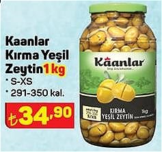 Kaanlar Kırma Yeşil Zeytin 1 kg S-XS 291-350 kal image