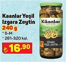 Kaanlar Yeşil Izgara Zeytin 240 g S-M 261-320 kal image