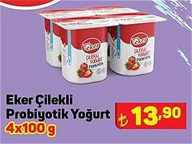 Eker Çilekli Probiyotik Yoğurt 4x100 g image