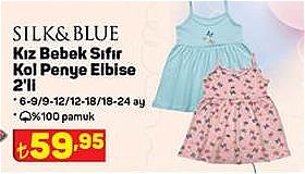 Silk&Blue Kız Bebek Sıfır Kol Penye Elbise 2'li image