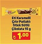 Eti Karamelli Çıtır Patlaklı Stick Sütlü Çikolata 15 g image