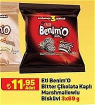 Eti Benim'O Bitter Çikolata Kaplı Marshmallowlu Bisküvi 3x69 g image