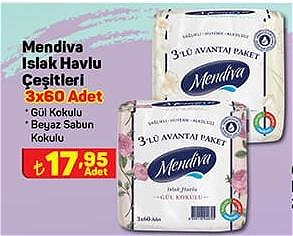 Mendiva Islak Havlu Çeşitleri 3x60 Adet image