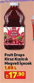 Fruit Drops Kiraz Kızılcık Meyveli İçecek 1,89 L image