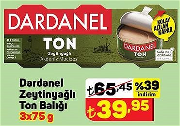 Dardanel Zeytinyağlı Ton Balığı 3x75 g image