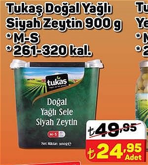 Tukaş Doğal Yağlı Siyah Zeytin 900 g image