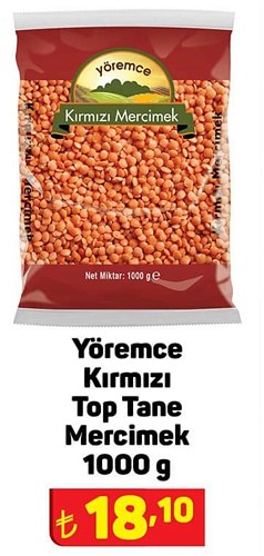 Yöremce Kırmızı Top Tane Mercimek 1000 g image