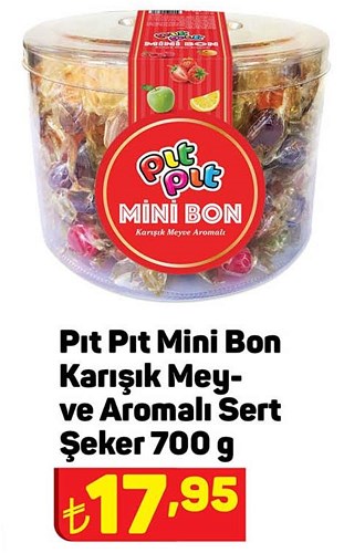 Pıt Pıt Mini Bon Karışık Meyve Aromalı Sert Şeker 700 g image