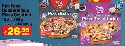 Pek Food Dondurulmuş Pizza Çeşitleri Extra 365 g/Tavukturka 380 g image