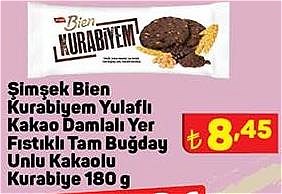 Şimşek Bien Kurabiyem Yulaflı Kakao Damlalı Yer Fıstıklı Tam Buğday Unlu Kakaolu image