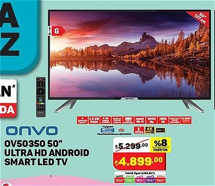 Onvo OV50350 50 inç Ultra HD Android Smart Led Tv image