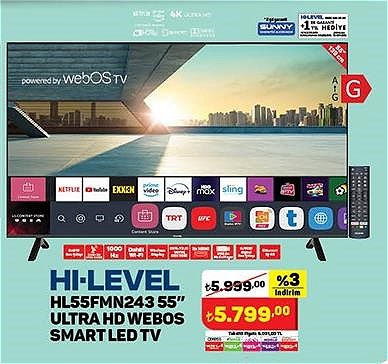 Hi Level HL55FMN243 55 inç Ultra HD Webos Smart Led Tv image