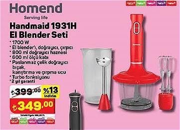 Homend Handmaid 1931H El Blender Seti 1700 W image