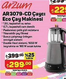 Arzum AR3079-CD Çaycı Eco Çay Makinesi 1650 W image