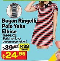 Bayan Ringelli Polo Yaka Elbise image