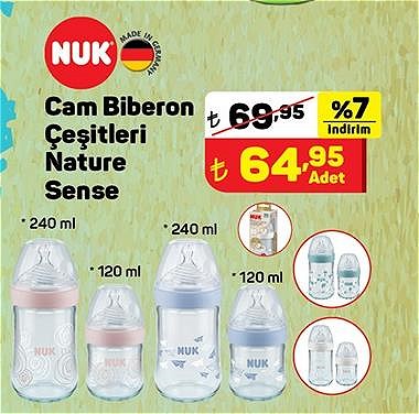 Nuk Cam Biberon Çeşitleri Nature Sense 240 ml / 120 ml image