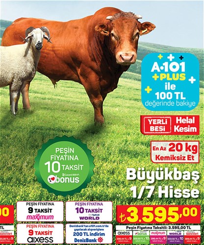 Büyükbaş 1/7 Hisse En Az 20 kg Kemiksiz Et image