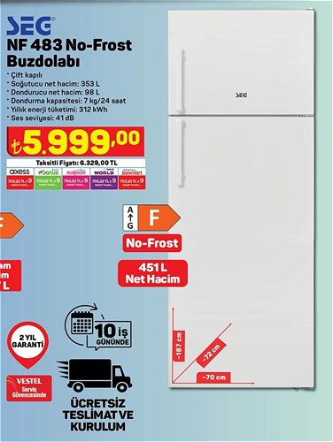 Seg NF 483 No-Frost Buzdolabı image