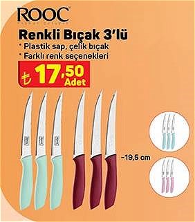 Rooc Renkli Bıçak 3'lü 19,5 cm image