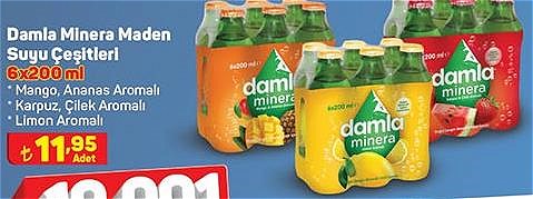 Damla Minera Maden Suyu Çeşitleri 6x200 ml image