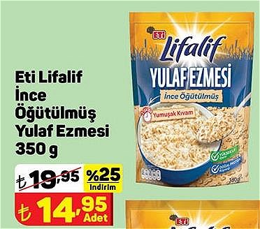 Eti Lifalif İnce Öğütülmüş Yulaf Ezmesi 350 g image