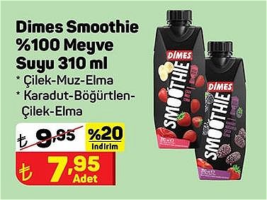 Dimes Smoothie %100 Meyve Suyu 310 ml image