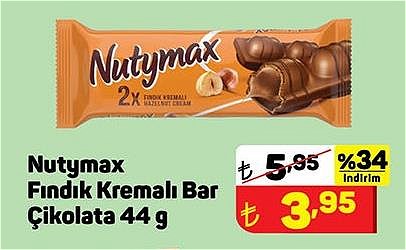 Nutymax Fındık Kremalı Bar Çikolata 44 g image