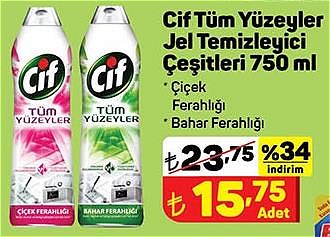 Cif Tüm Yüzeyler Jel Temizleyici Çeşitleri 750 ml image