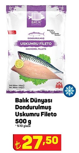 Balık Dünyası Dondurulmuş Uskumru Fileto 500 g image