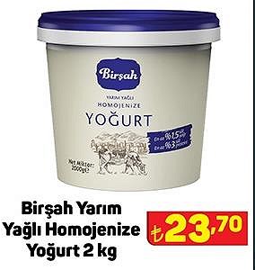 Birşah Yarım Yağlı Homojenize Yoğurt 2 kg image