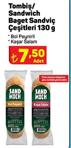 Tombiş/Sandwich Baget Sandviç Çeşitleri 130 g image