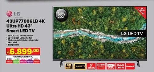 Lg 43UP77006LB 4K Ultra HD 43 inç Smart Led Tv image