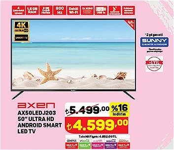 Axen AX50LEDJ203 50 inç Ultra HD Android Smart Led tv image