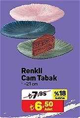 Renkli Cam Tabak 21 cm image