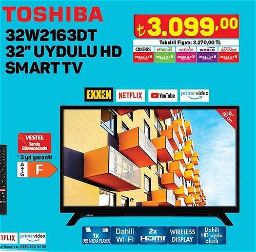 Toshiba 32W2163DT 32 inç Uydulu HD Smart Tv image