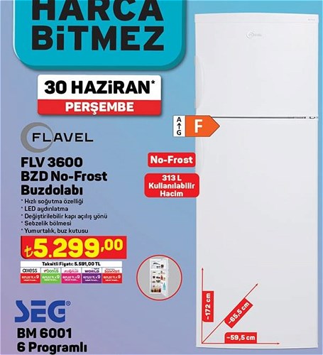 Flavel FLV 3600 BZD No-Frost Buzdolabı image