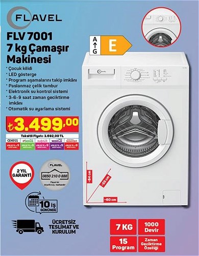 Flv 7001 7 kg Çamaşır Makinesi 1000 Devir image