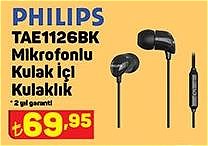 Philips TAE1126BK Mikrofonlu Kulak İçi Kulaklık image