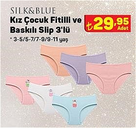 Silk&Blue Kız Çocuk Fitilli ve Baskılı Slip 3'lü image