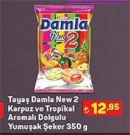 Tayaş Damla New 2 Karpuz ve Tropikal Aromalı Dolgulu Yumuşak Şeker 350 g image