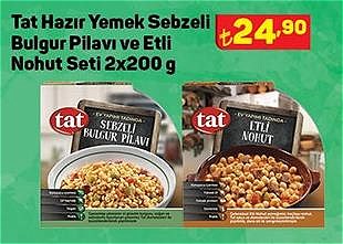 Tat Hazır Yemek Sebzeli Bulgur Pilavı ve Etli Nohut Seti 2x200 g image