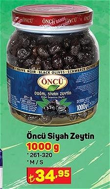 Öncü Siyah Zeytin 1000 g 261-320 kal M-S image